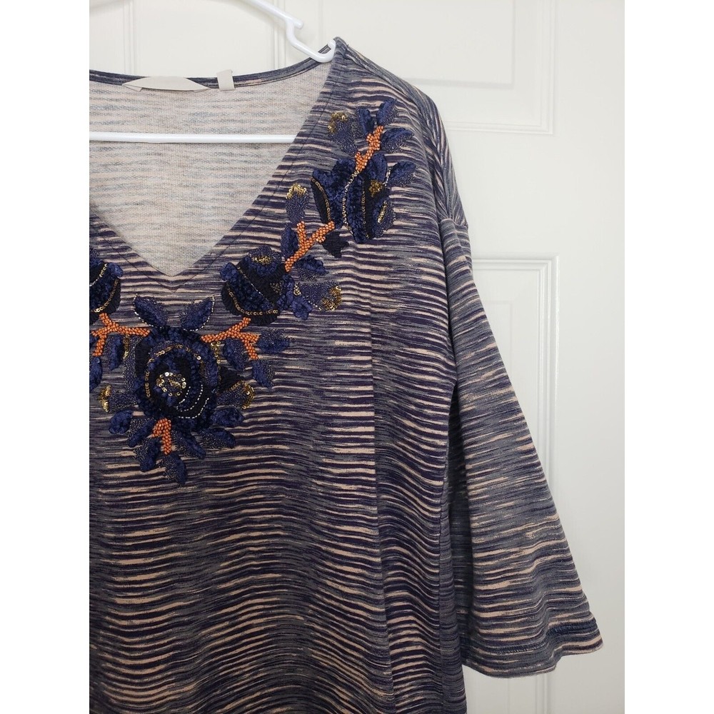 Soft Surroundings Mangata Tunic Medium Embroidered Sequin Beaded Top - Picture 6 of 11